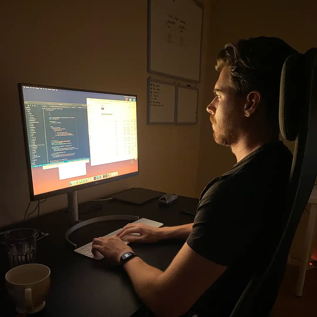 David writing code